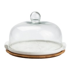 Тортівниця керамічна зі скляною кришкою 25 см