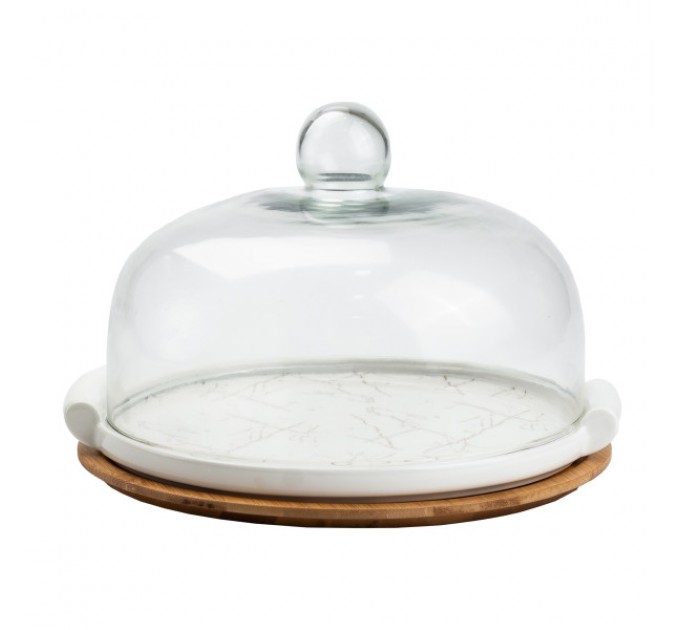 Тортівниця керамічна зі скляною кришкою 25 см