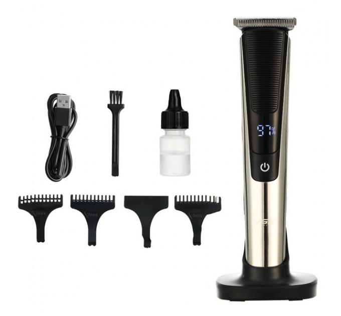 Триммер для стрижки VGR V-178 аккумуляторный с дисплеем, хром