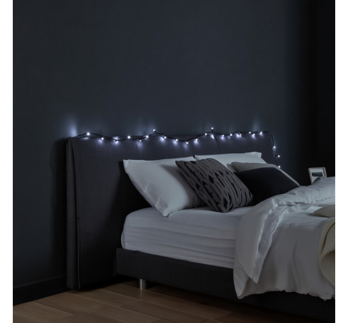 Гірлянда Нитка 50 LED 6 м чорна, білий