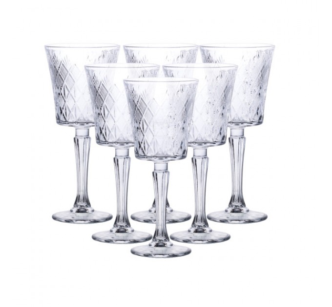 Набір келихів для вина 6 штук по 225 мл на ніжці під кришталь, прозорий