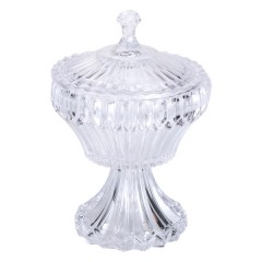 Фруктовниця на ніжці Lotus із кришталевого скла з кришкою