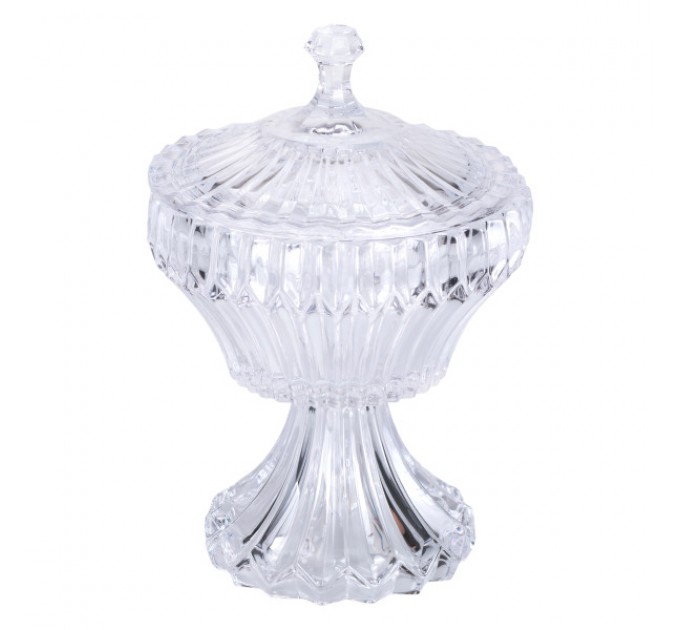Фруктовниця на ніжці Lotus із кришталевого скла з кришкою