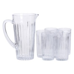 Набір глечик та 6 склянок із товстого скла, прозорий