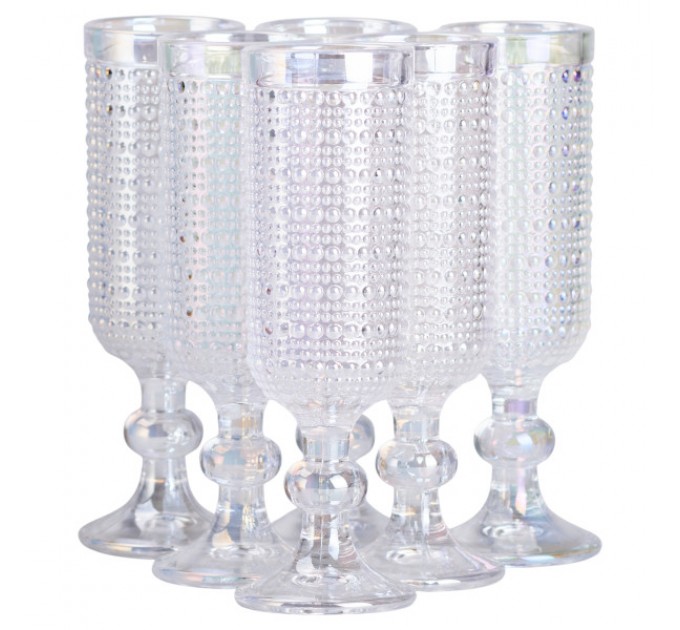 Набір келихів для шампанського 6 штук по 160 мл із товстого скла, прозорий