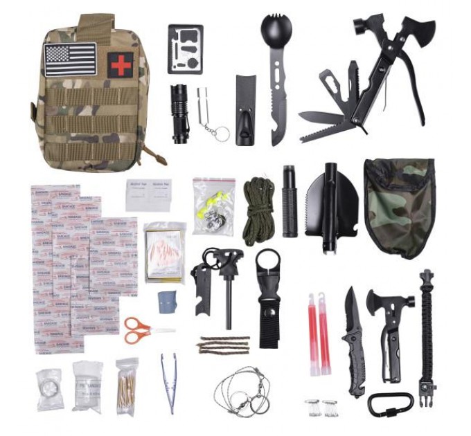 Туристичний набір для виживання 19 в 1 з підсумком