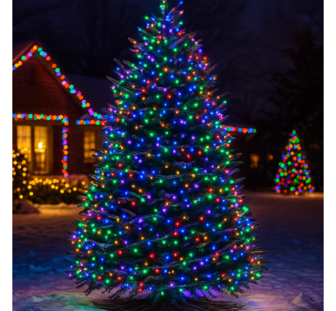 Гірлянда Нитка вулична 500 LED 50 м чорна, мультиколор