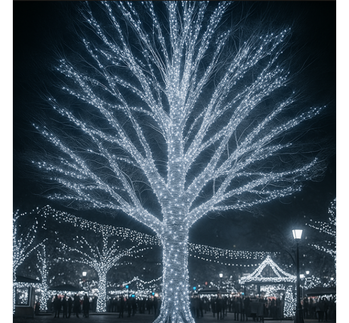 Гірлянда Нитка вулична 1000 LED 100 м чорна, білий