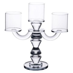 Підсвічник канделябр Flora скляний на 3 свічки 23 см