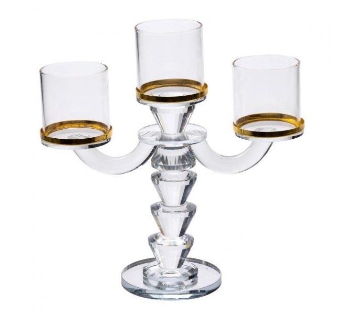 Підсвічник канделябр YIMI скляний на 3 свічки 23.5 см Підсвічник канделябр YIMI скляний на 3 свічки 23.5 см