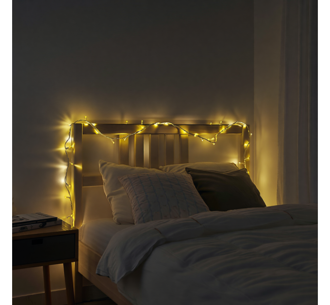 Гірлянда Нитка 50 LED 6 м прозора, жовтий