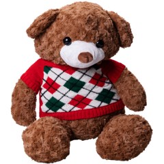 М'яка іграшка Ведмедик у червоному светрі з пледом 110*150см, коричневий