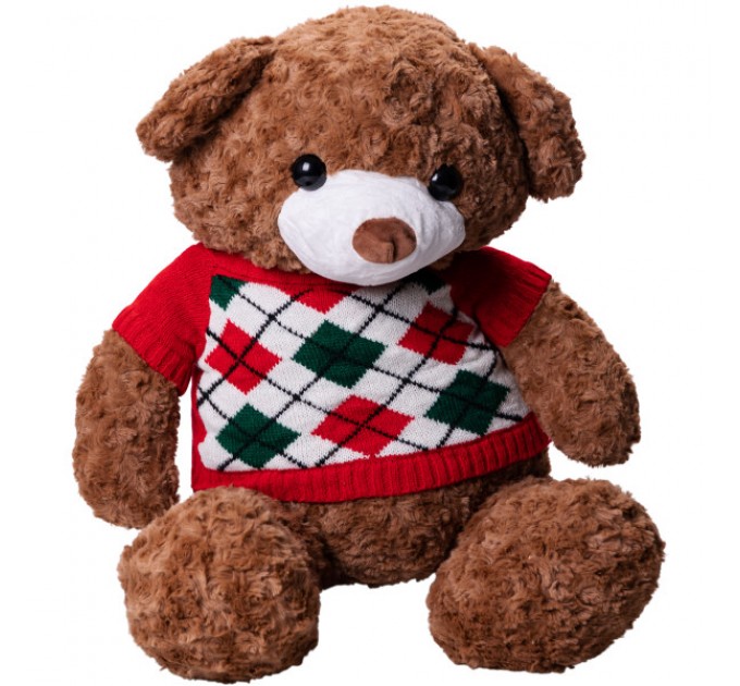 М'яка іграшка Ведмедик у червоному светрі з пледом 110*150см, коричневий