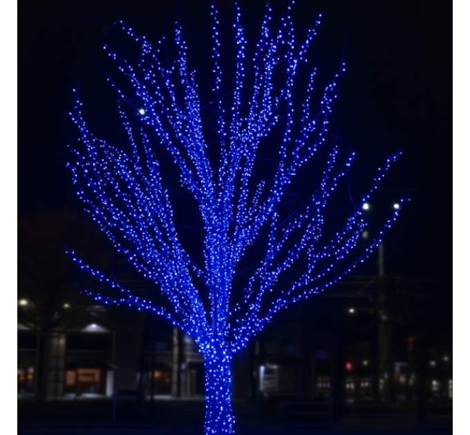 Гирлянда Нить уличная 300 LED 30 м от сети черная нить, синий