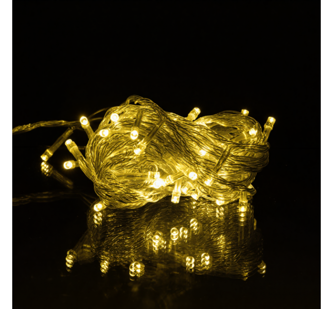 Гірлянда Нитка 50 LED 6 м прозора, жовтий
