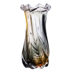 Ваза ручной работы Lilly стеклянная 26 см, желто-серый