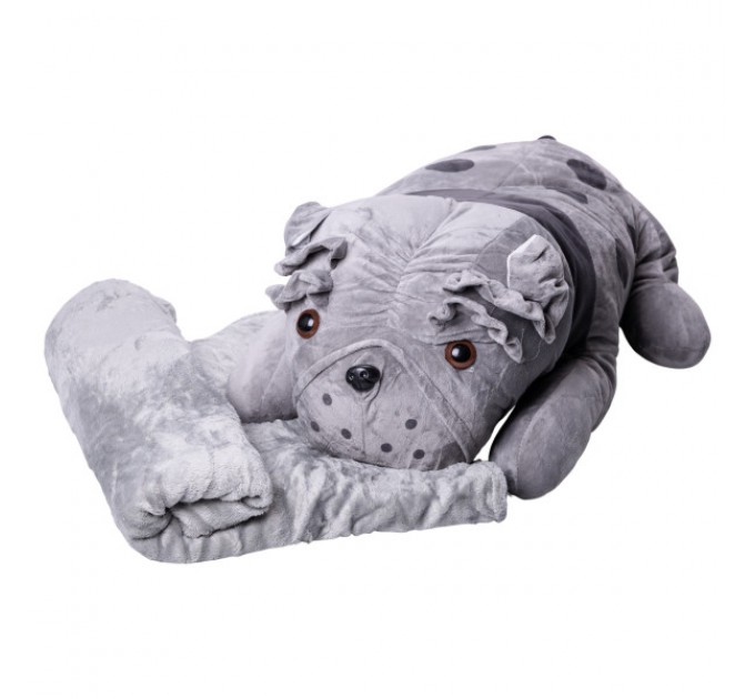 Іграшка-подушка з пледом Шарпей 120*160 см, сірий