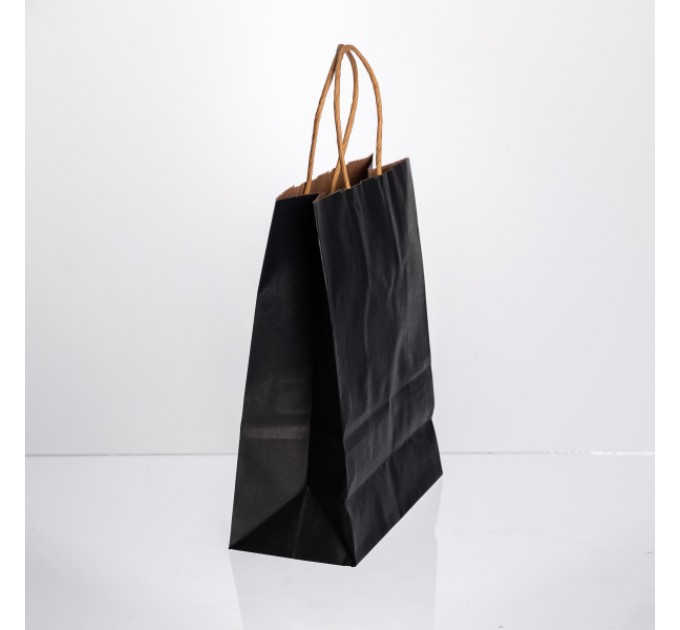 Подарунковий пакет крафтовий 15*8*21 см 12 штук в упаковці,чорний