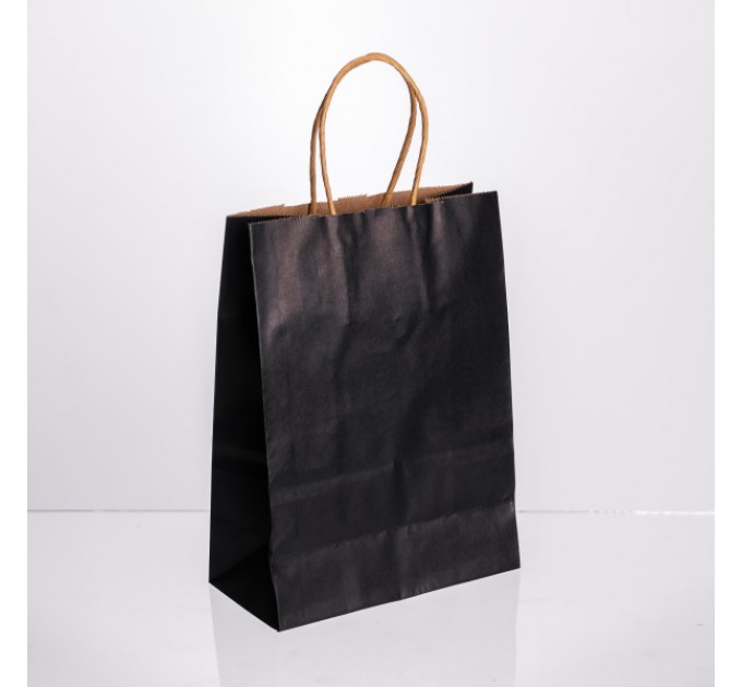 Подарунковий пакет крафтовий 15*8*21 см 12 штук в упаковці,чорний