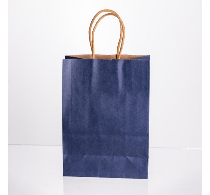 Подарунковий пакет крафтовий 15*8*21 см 12 штук в упаковці, синій