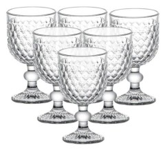 Набір келихів для вина 6 штук по 220 мл із кришталевого скла, прозорий Набір келихів для вина 6 штук по 220 мл із кришталевого скла, прозорий
