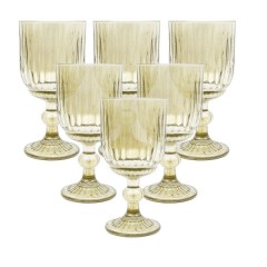 Набір келихів для вина 6 штук по 220 мл на ніжці ребристі, зелений Набір келихів для вина 6 штук по 220 мл на ніжці ребристі, зелений
