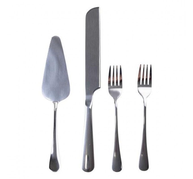 Набор для торта 4 предмета из нержавеющей стали, серебристый