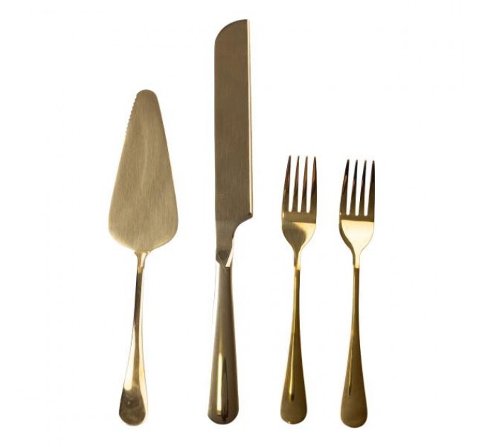 Набір для торта 4 предмети з нержавіючої сталі, золотистий