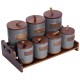 Набор банок для сыпучих продуктов 7 штук по 300/800 мл на бамбуковой подставке серый