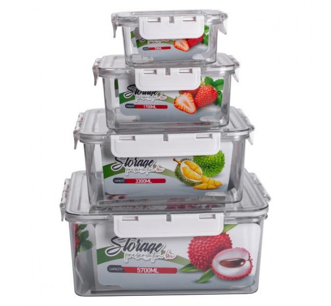 Набір контейнерів квадратних для зберігання 4 штуки, білий