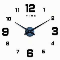 Годинник 3-D настінний 10 см безкаркасний, чорний Годинник 3-D настінний 10 см безкаркасний, чорний