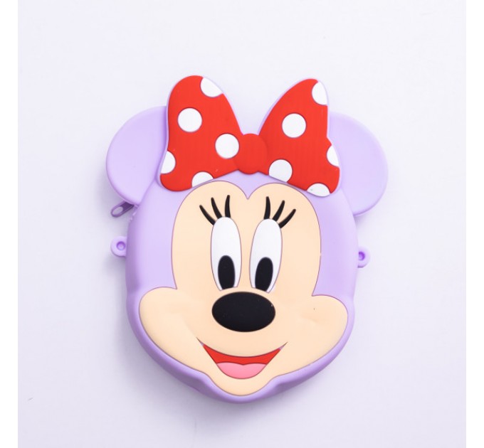 Сумочка-кошелек Мини Маус силиконовая на молнии 15*13*3 см, сиреневый