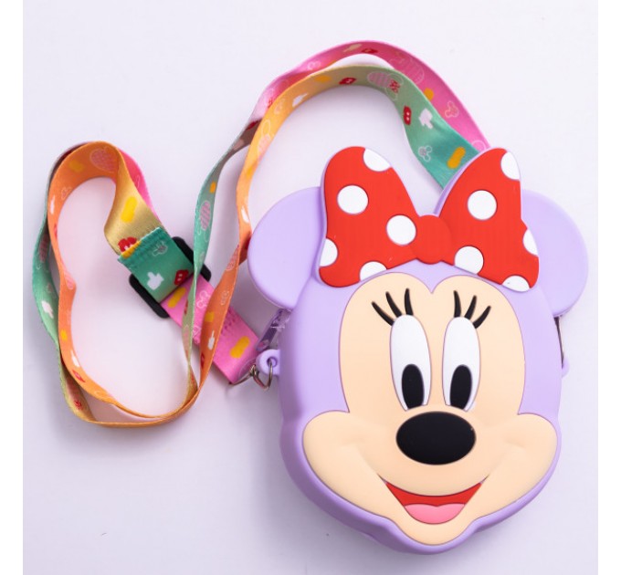 Сумочка-кошелек Мини Маус силиконовая на молнии 15*13*3 см, сиреневый