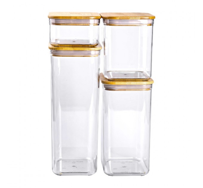 Набір банок для сипучих продуктів 4 штуки з бамбуковою кришкою