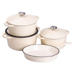 Набор посуды для приготовления чугунный 2/3/4/1 л, бежевый.