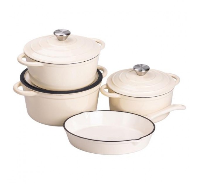 Набор посуды для приготовления чугунный 2/3/4/1 л, бежевый. Набор посуды для приготовления чугунный 2/3/4/1 л, бежевый.