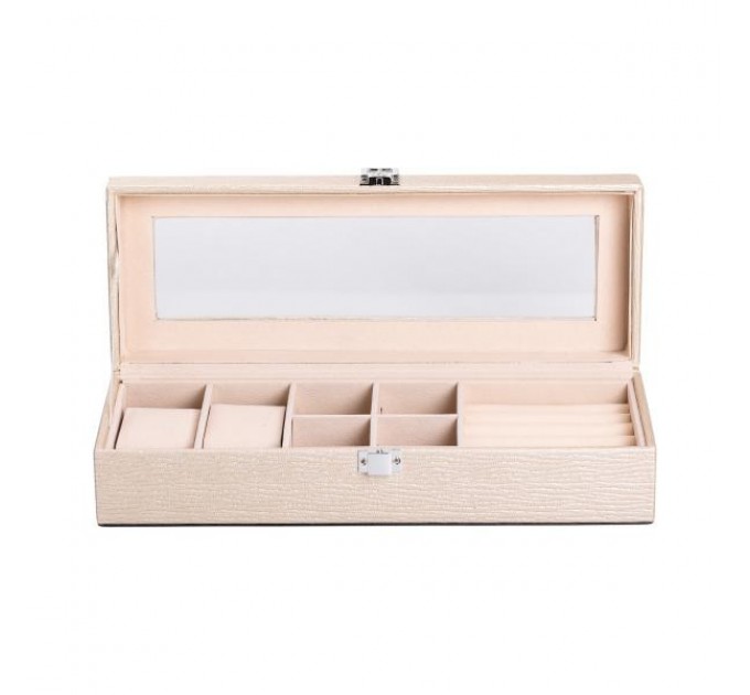 Ящик-органайзер для украшений на защелке 31*11*8 см, бежевый
