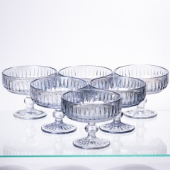 Набір креманок на ніжці 6 штук із товстого скла, блакитний