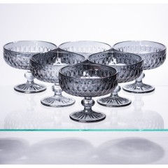 Набір креманок на ніжці 6 штук із товстого скла, сірий
