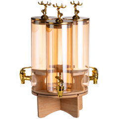 Диспенсер для напоїв потрійний 5,5 л на бамбуковій підставці