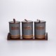 Набір банок для сипучих продуктів 3 штуки по 800 мл на бамбуковій підставці, сірий