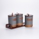 Набір банок для сипучих продуктів 3 штуки по 800 мл на бамбуковій підставці, сірий