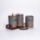 Набір банок для сипучих продуктів 3 штуки по 800 мл на бамбуковій підставці, сірий
