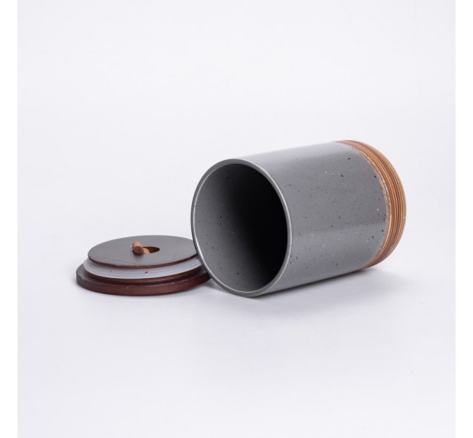 Набір банок для сипучих продуктів 3 штуки по 800 мл на бамбуковій підставці, сірий