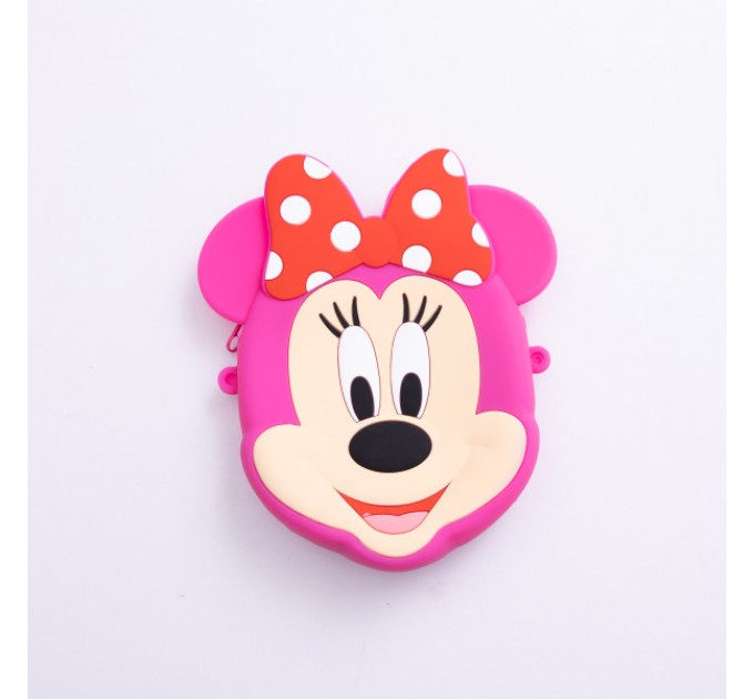 Сумочка-гаманець Мінні Маус силіконова на блискавці 15*13*3 см, малиновий