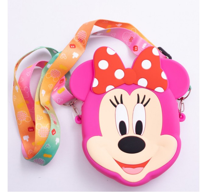 Сумочка-гаманець Мінні Маус силіконова на блискавці 15*13*3 см, малиновий