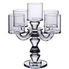 Підсвічник канделябр Flora скляний на 5 свічок 24 см