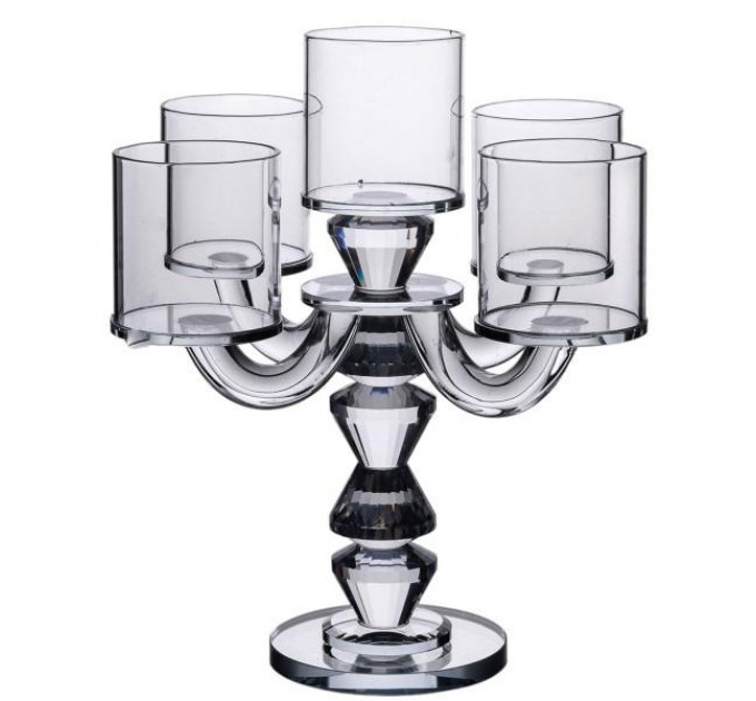 Подсвечник канделябр Flora стеклянный на 5 свечей 24 см