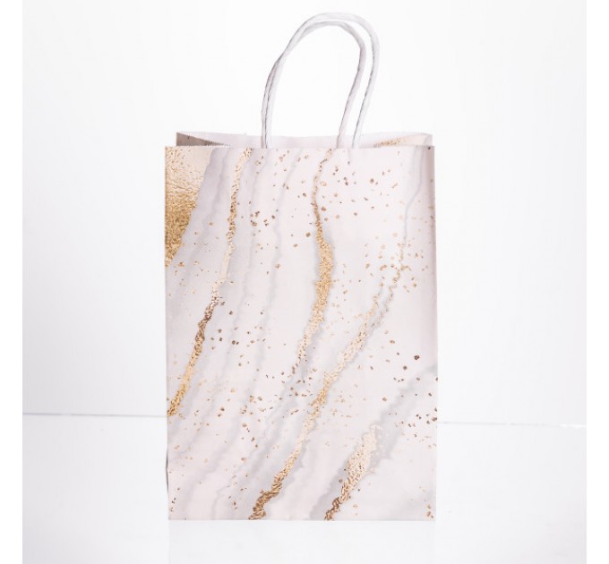 Подарочный крафтовый пакет 12 штук в упаковке 15*8*21 см, белый.