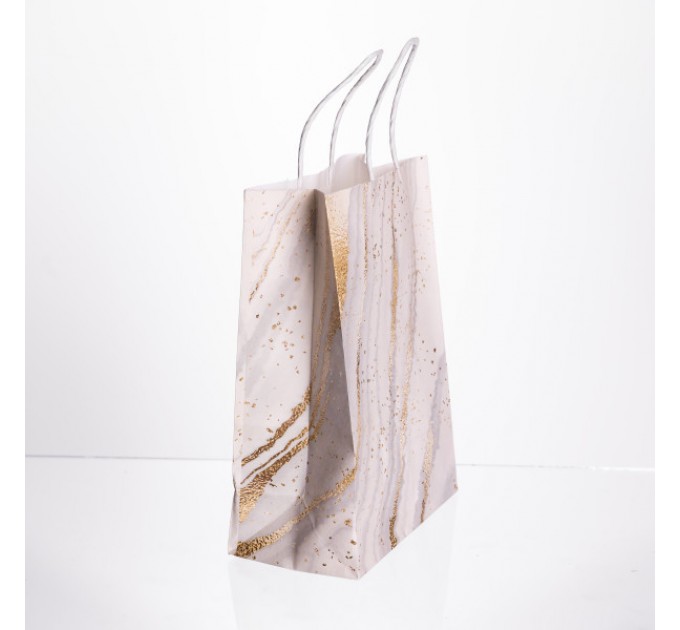 Подарочный крафтовый пакет 12 штук в упаковке 15*8*21 см, белый.